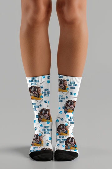 Custom Best Dog Mum Ever Socks - CAPITAL SOCKS